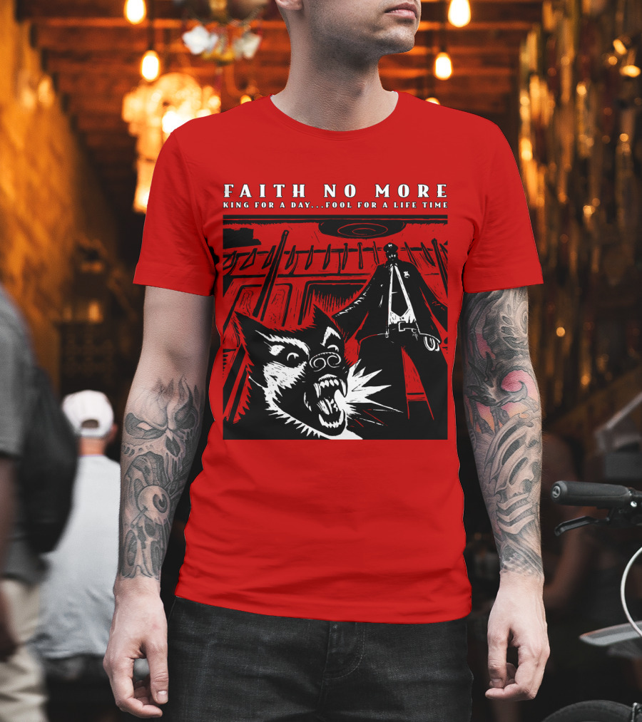 Faith No More King For A Day Fool For A Lifetime Graphic Black And White Dog Scene T-Shirt