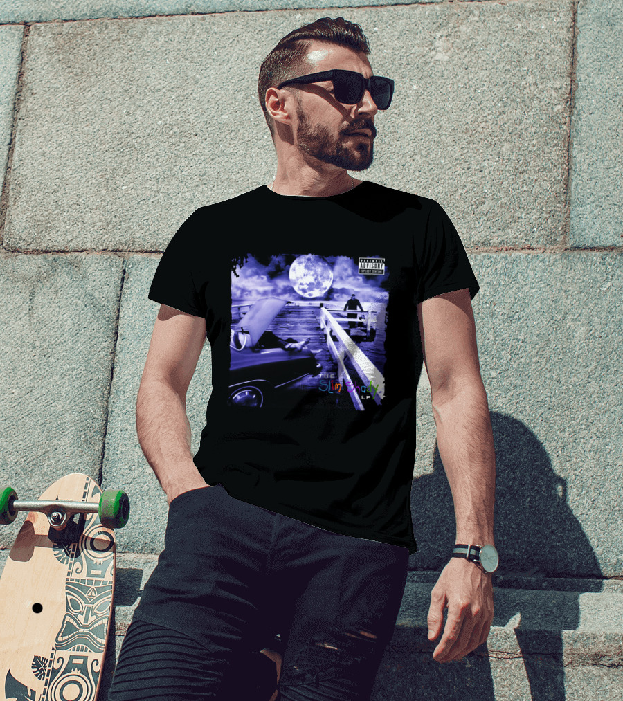 Eminem The Slim Shady LP Explicit Content Dark Purple Pier Moon T-Shirt