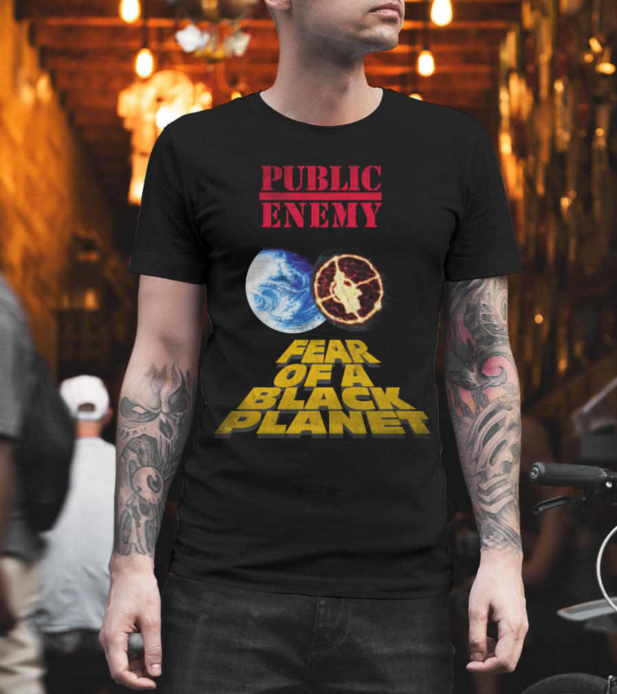 Public Enemy Fear Of A Black Planet Album Cover With Earth And Crosshair Symbol T-Shirt