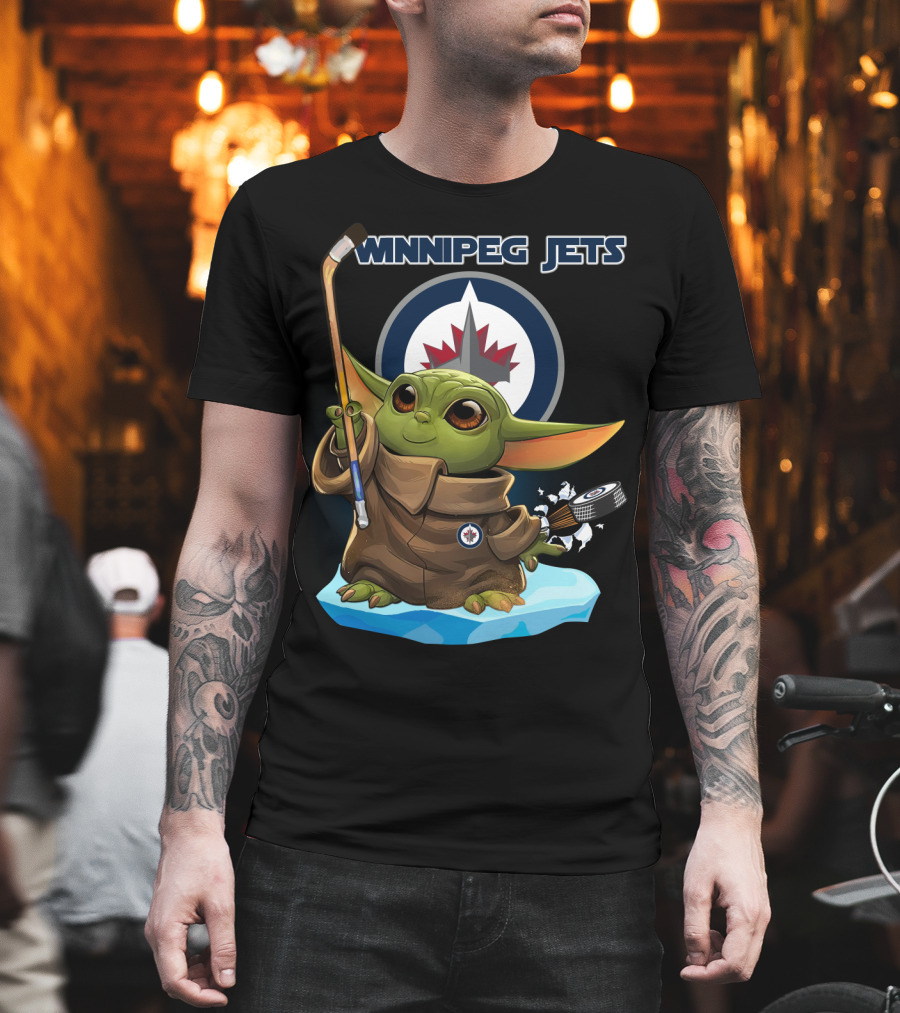 Winnipeg Jets Baby Yoda Hockey Puck Character T-Shirt