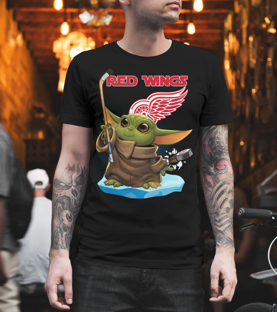 Detroit Red Wings Baby Yoda Hockey NHL T-Shirt