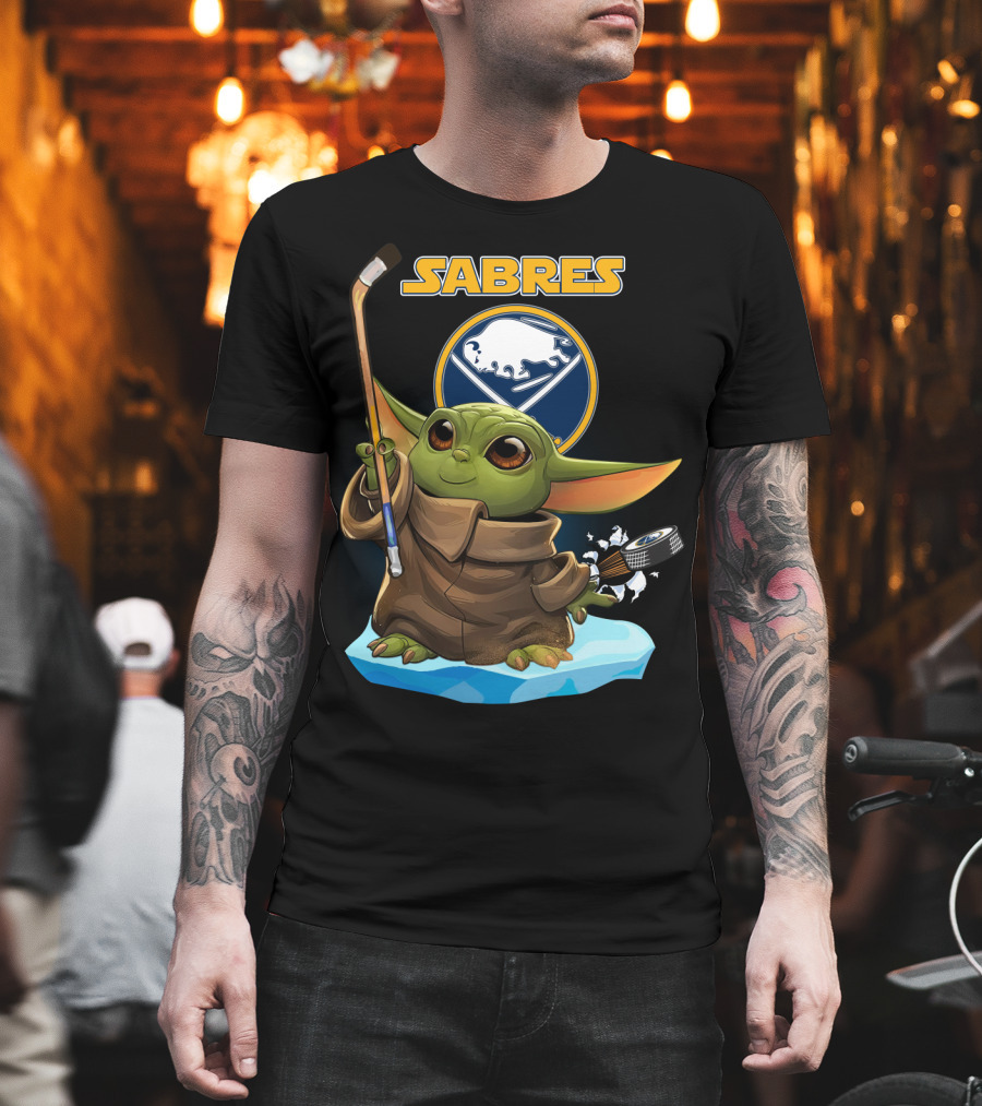 Sabres Baby Yoda Hockey Star Wars Crossover T-Shirt