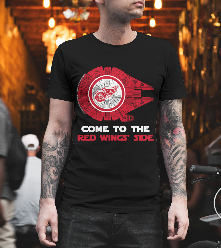 Come to the Red Wings' Side Detroit Red Wings Millennium Falcon T-Shirt