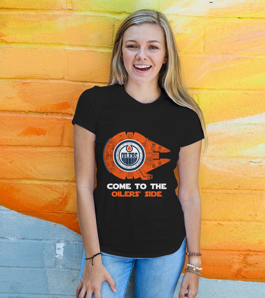 Come To The Oilers' Side Edmonton Oilers Millennium Falcon T-Shirt