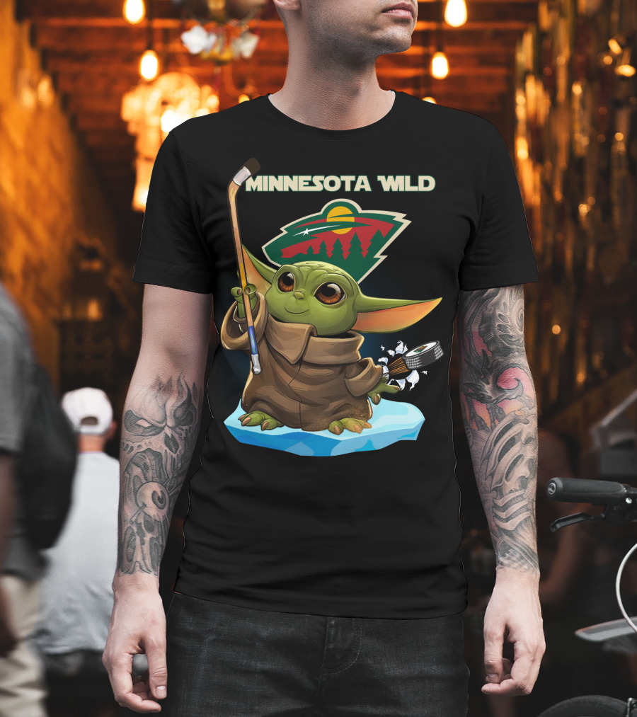 Minnesota Wild Baby Yoda Hockey Star Wars Nhl Crossover T-Shirt