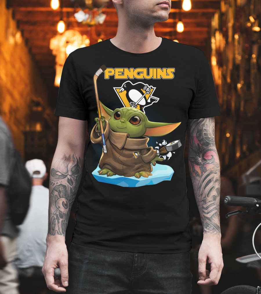 Baby Yoda Penguins Pittsburgh Hockey T-Shirt