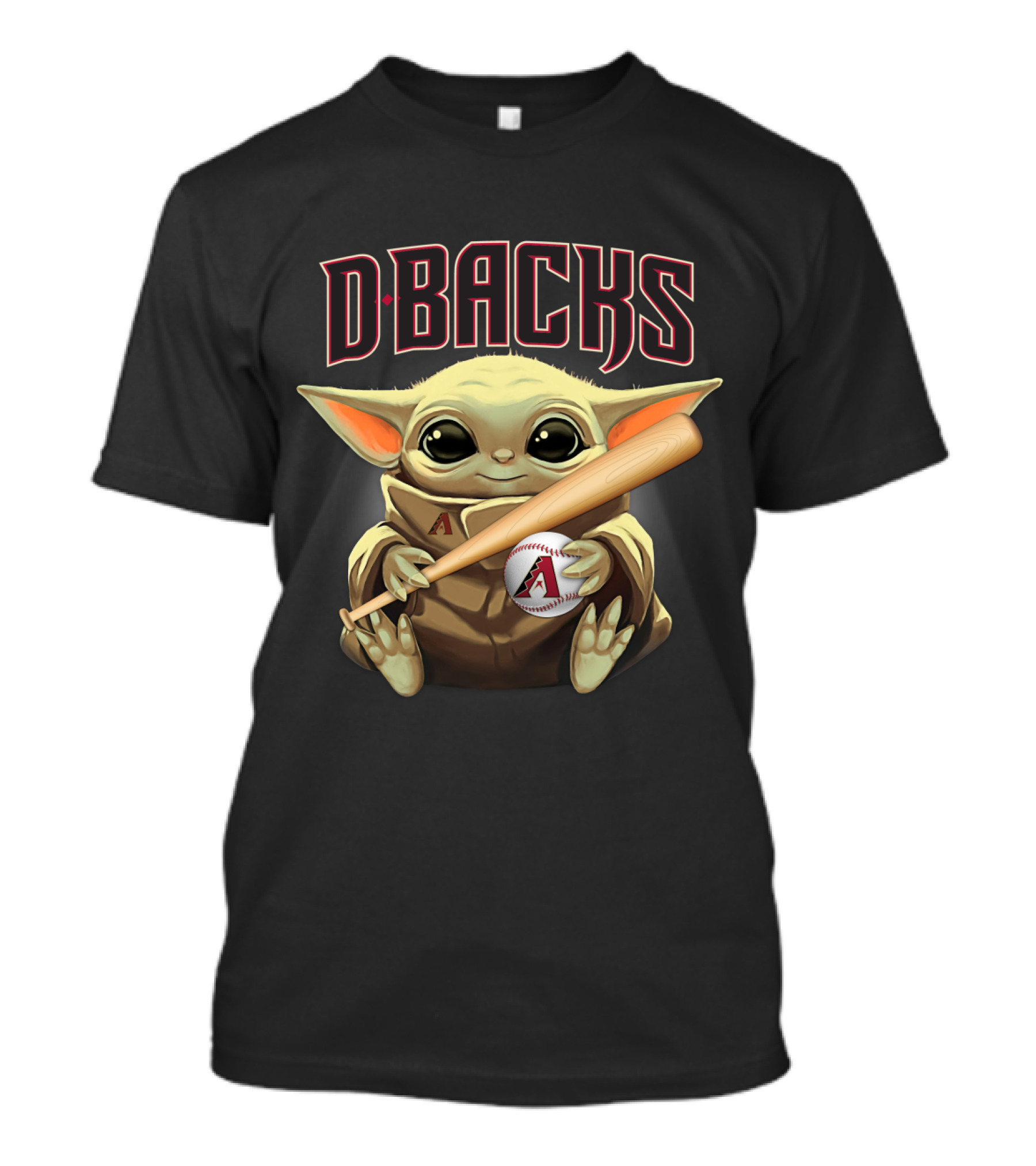 D-Backs Baby Yoda Holding Baseball And Bat T-Shirt