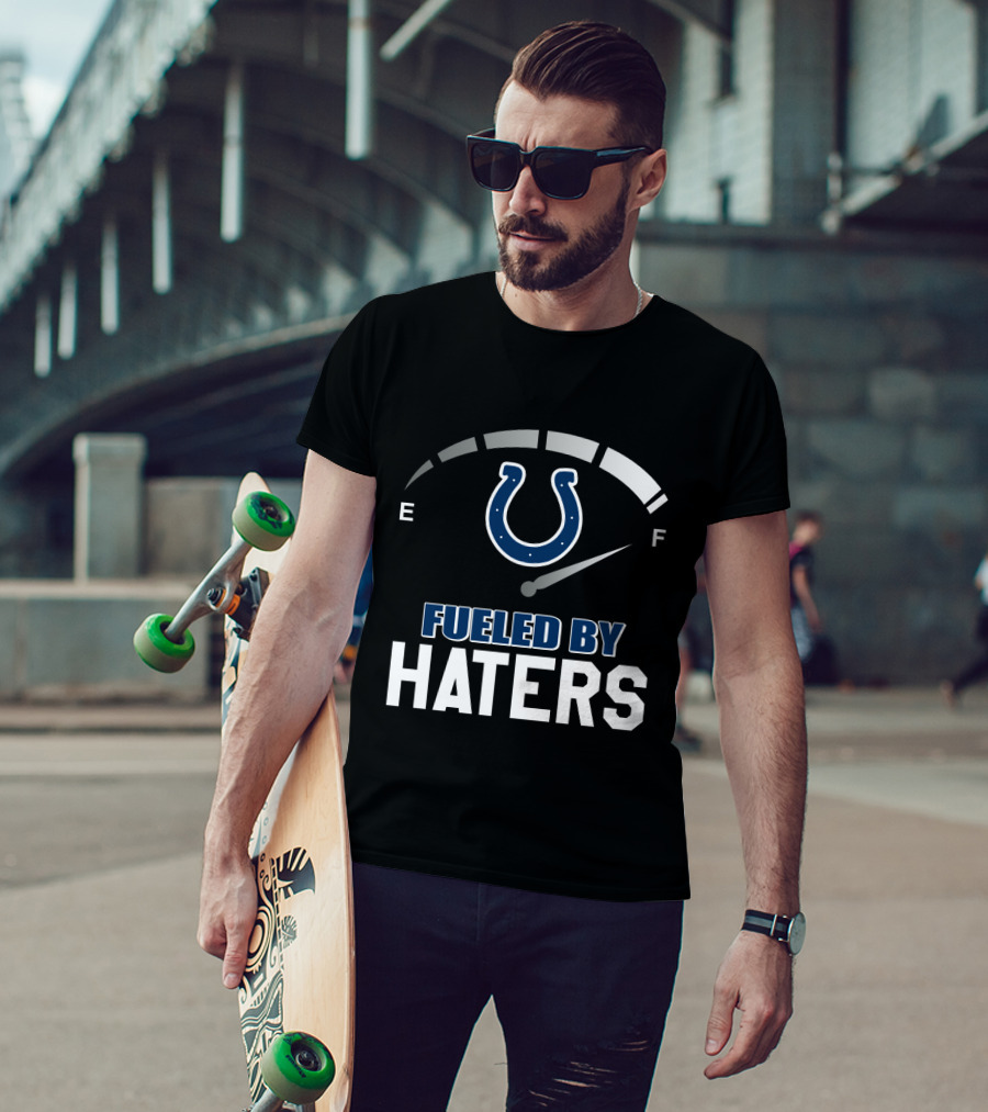 Indianapolis Colts Fueled By Haters Speedometer E F Horseshoe Symbol T-Shirt