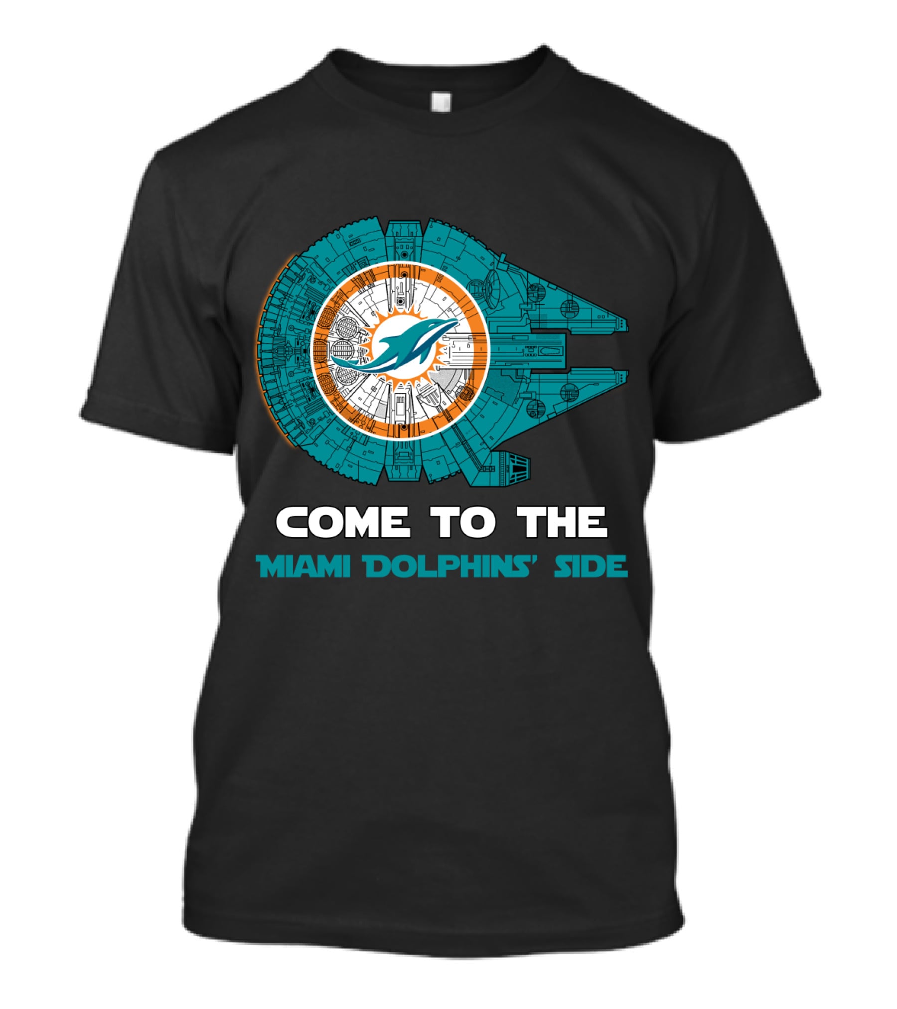 Miami Dolphins Come To The Dolphins' Side Millennium Falcon T-Shirt