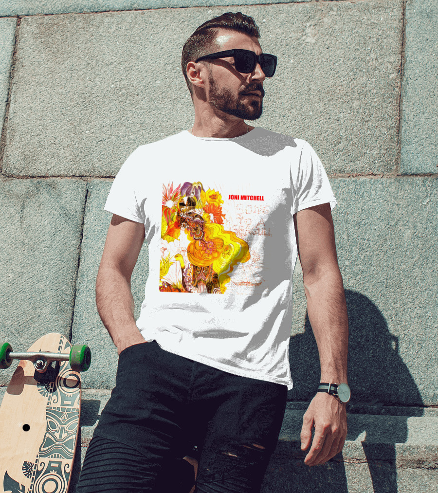 Joni Mitchell Song To A Seagull Colorful Floral Artwork With Yellow Orange Accents T-Shirt