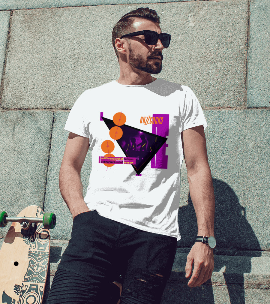 Buzzcocks A Different Kind Of Tension BZC 04 Purple Triangle T-Shirt