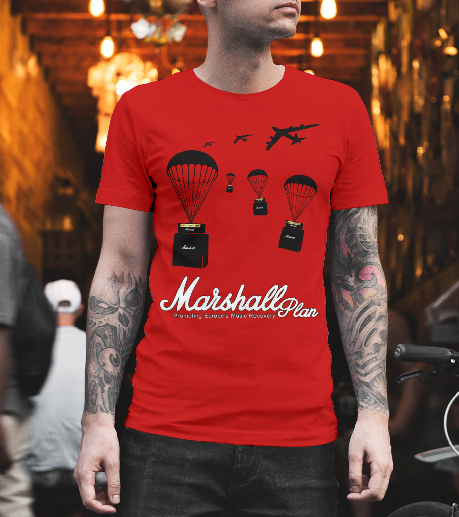 Marshall Plan Amplifiers Parachuted for Europe's Music Recovery T-Shirt