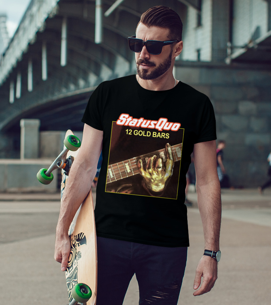 StatusQuo 12 Gold Bars Guitar Album Cover T-Shirt
