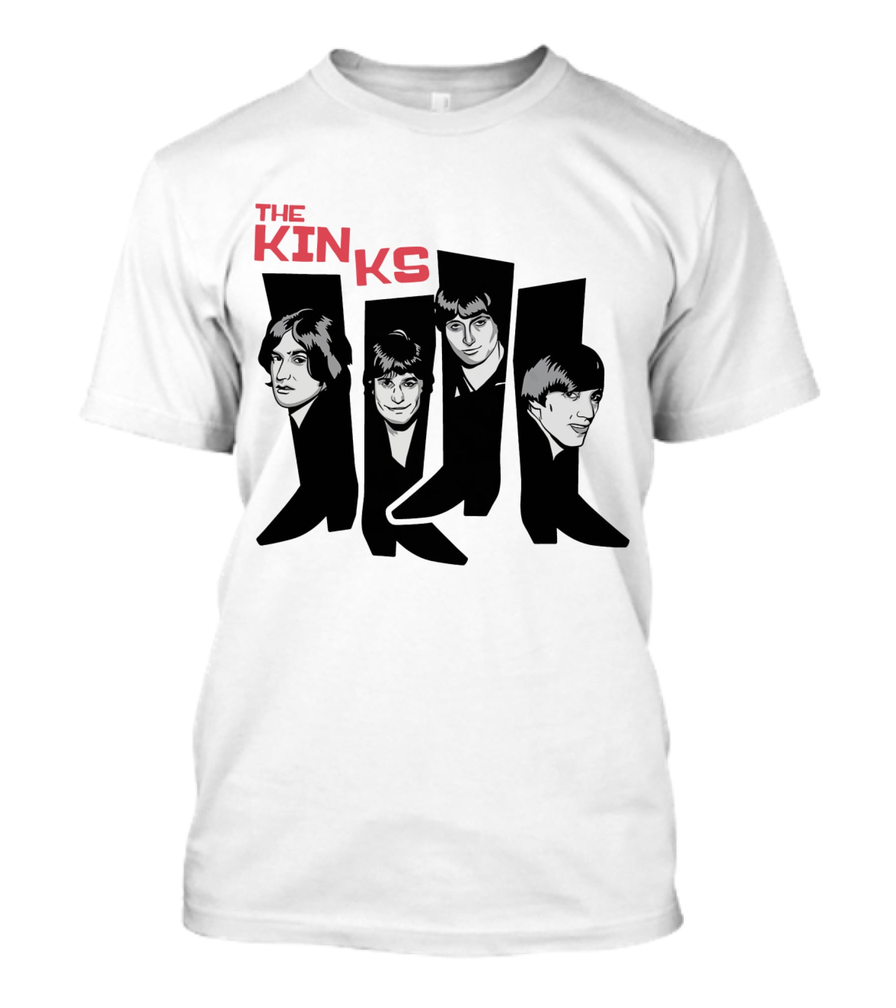 The Kinks Iconic Band Members Black Silhouette Art T-Shirt