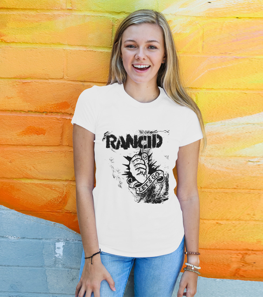 Rancid Let's Go Fist Logo Grunge Style T-Shirt