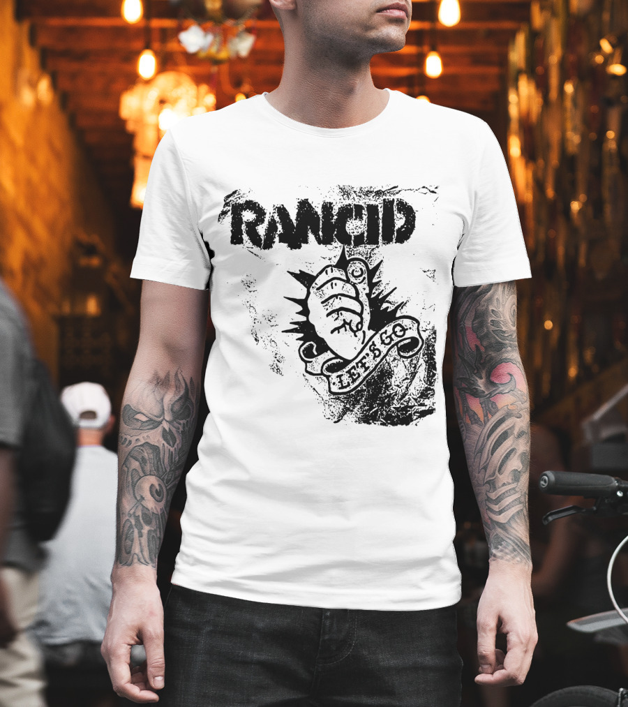 Rancid Let's Go Fist Logo Grunge Style T-Shirt
