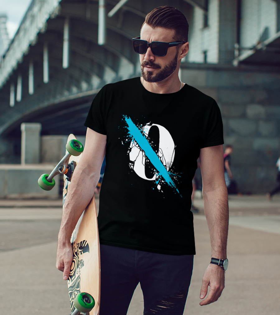 Qotsa Cracked Zero With Blue Diagonal Line T-Shirt