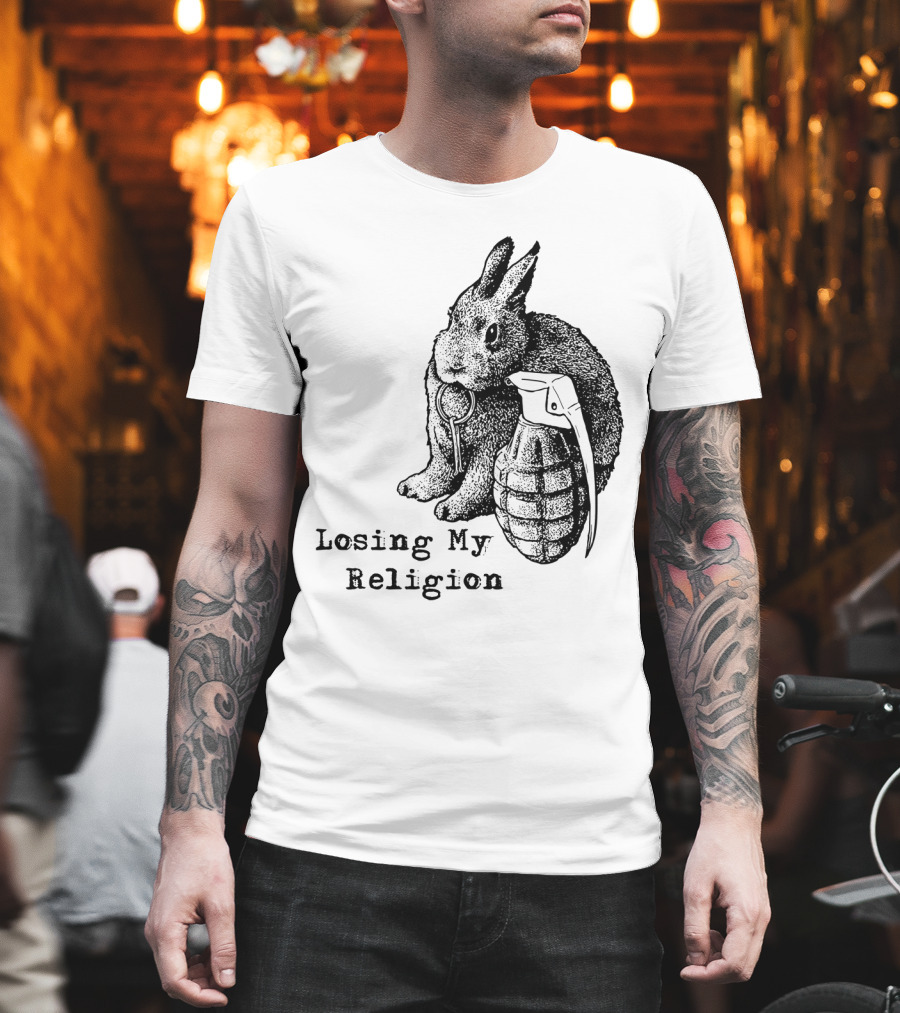 Losing My Religion Surreal Rabbit Grenade T-Shirt
