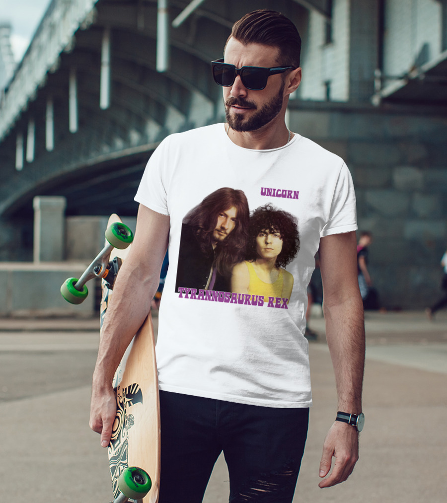 Unicorn Tyrannosaurus Rex Band Members Retro Photo T-Shirt