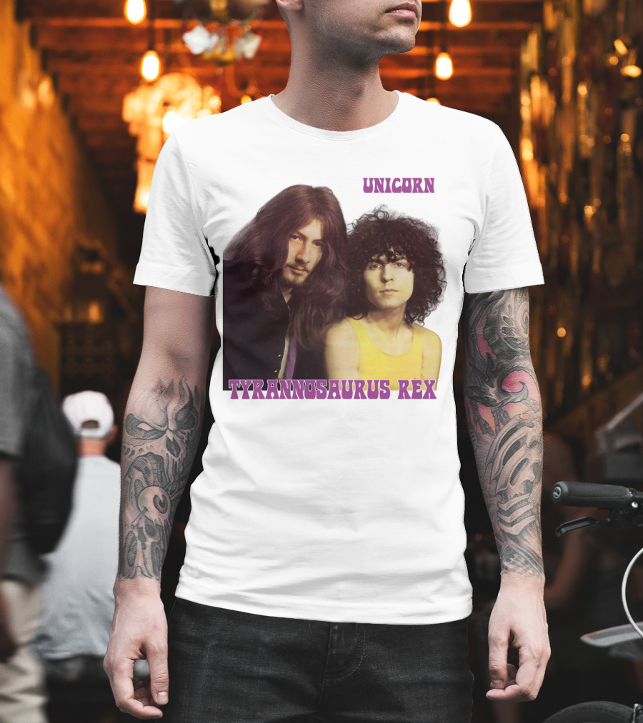 Unicorn Tyrannosaurus Rex Band Members Retro Photo T-Shirt