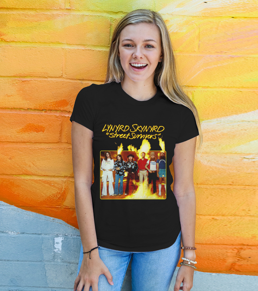 Lynyrd Skynyrd Street Survivors Album Cover Art Fiery T-Shirt