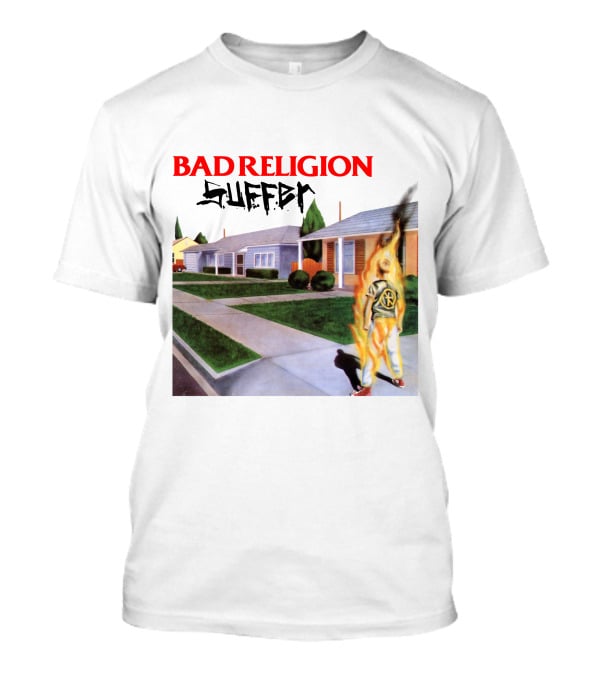 Bad Religion Suffer Album Cover Burning Figure Artwork T-Shirt