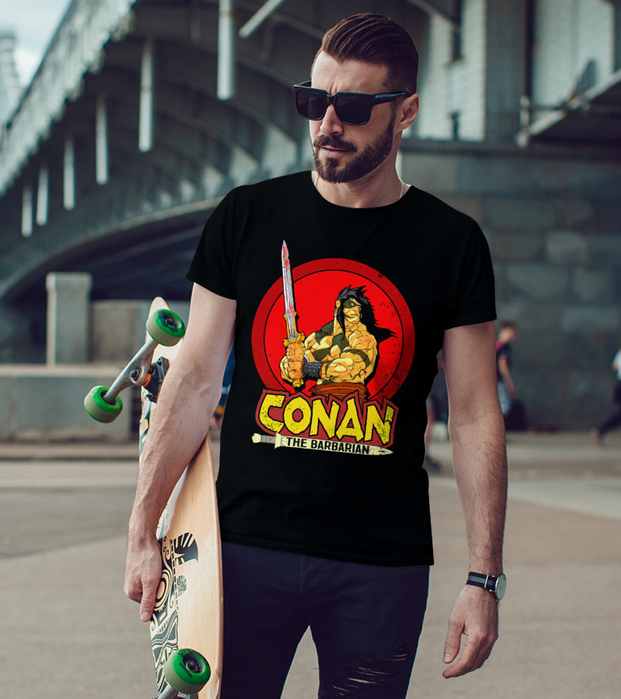 Conan The Barbarian Sword Warrior Red Circle T-Shirt