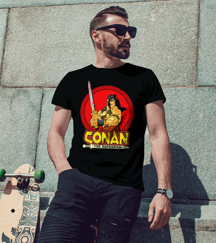 Conan The Barbarian Sword Warrior Red Circle T-Shirt