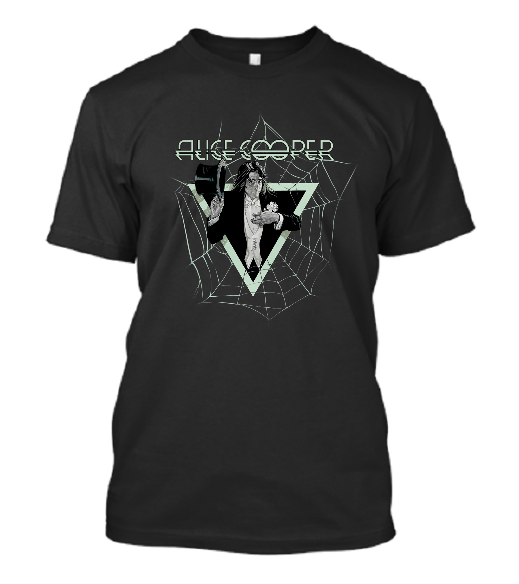 Alice Cooper Top Hat Magician With Spider Web And Triangle T-Shirt