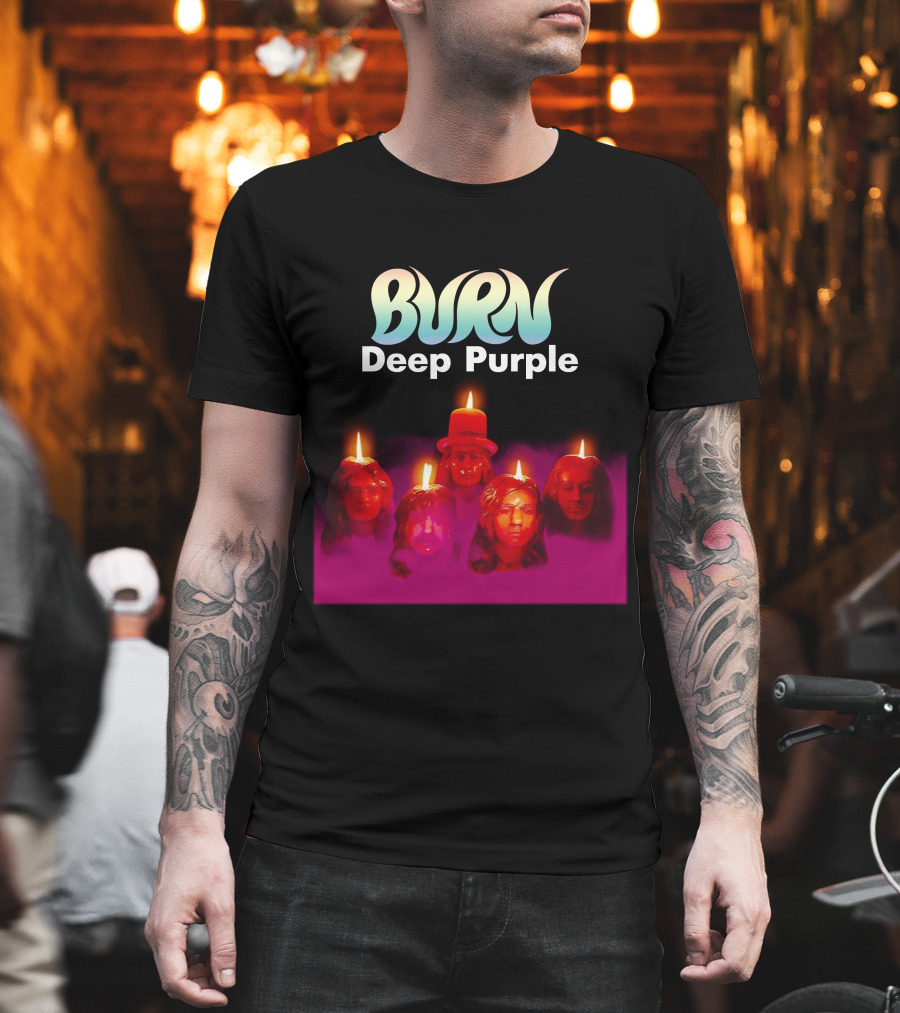 Burn Deep Purple Candle Faces T-Shirt