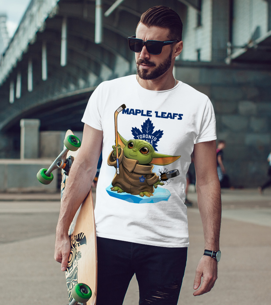 Baby Yoda Toronto Maple Leafs Hockey Fan T-Shirt