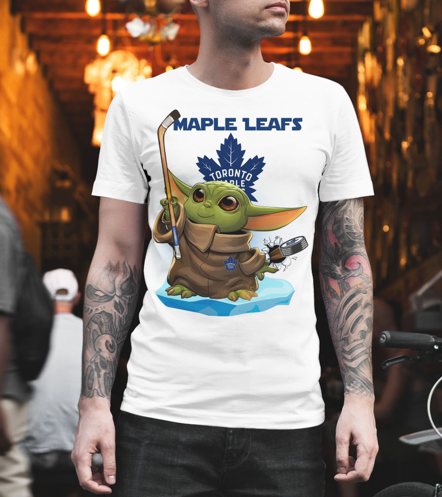 Baby Yoda Toronto Maple Leafs Hockey Fan T-Shirt
