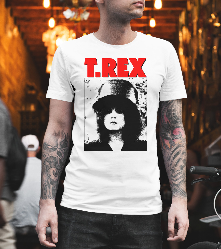 T. Rex Iconic Red Text With Black And White T-Shirt