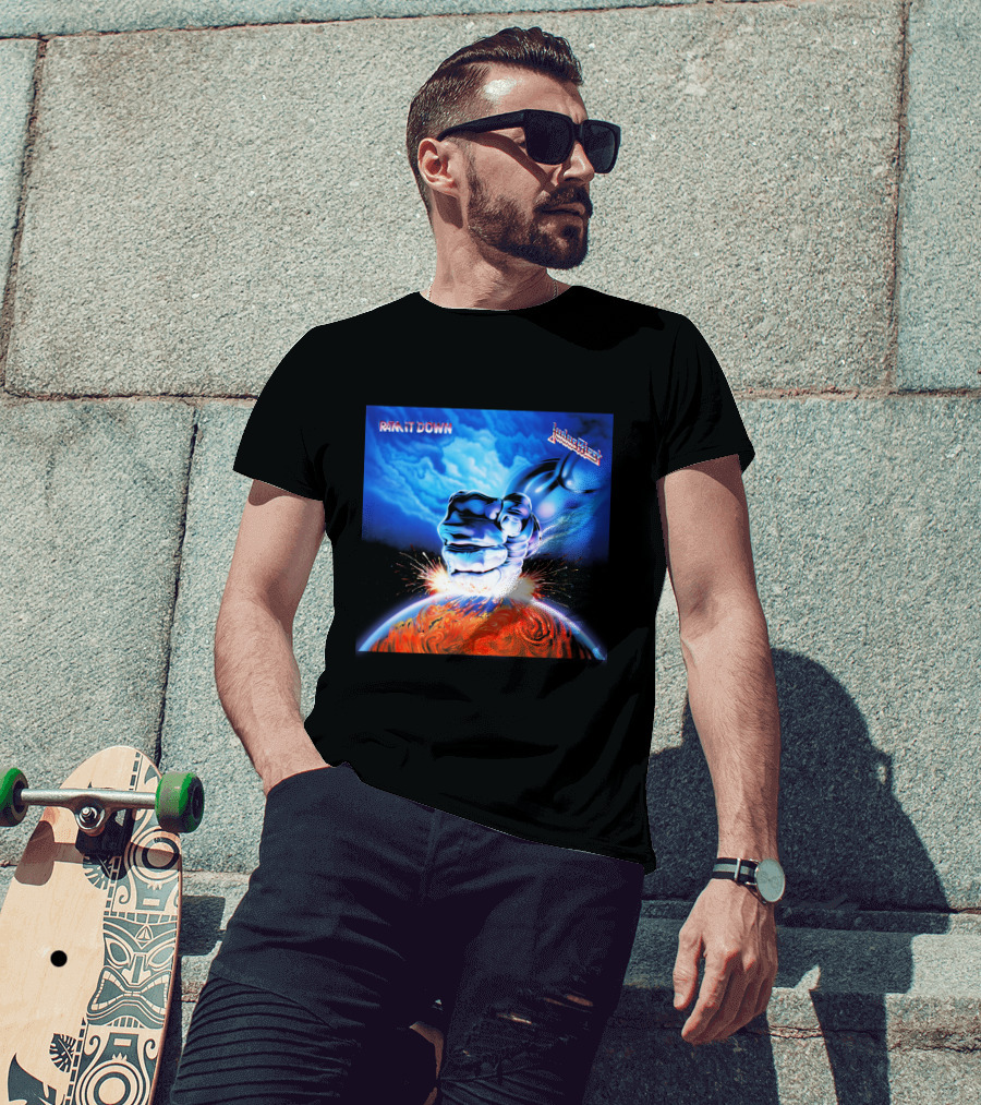 Judas Priest Ram It Down Album Art Fist And Lightning T-Shirt