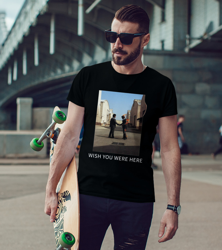 Wish You Were Here Album Cover Iconic Handshake Flame Scene T-Shirt