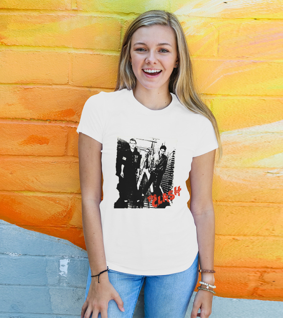 The Clash Punk Band Graphic With Union Jack Patch T-Shirt