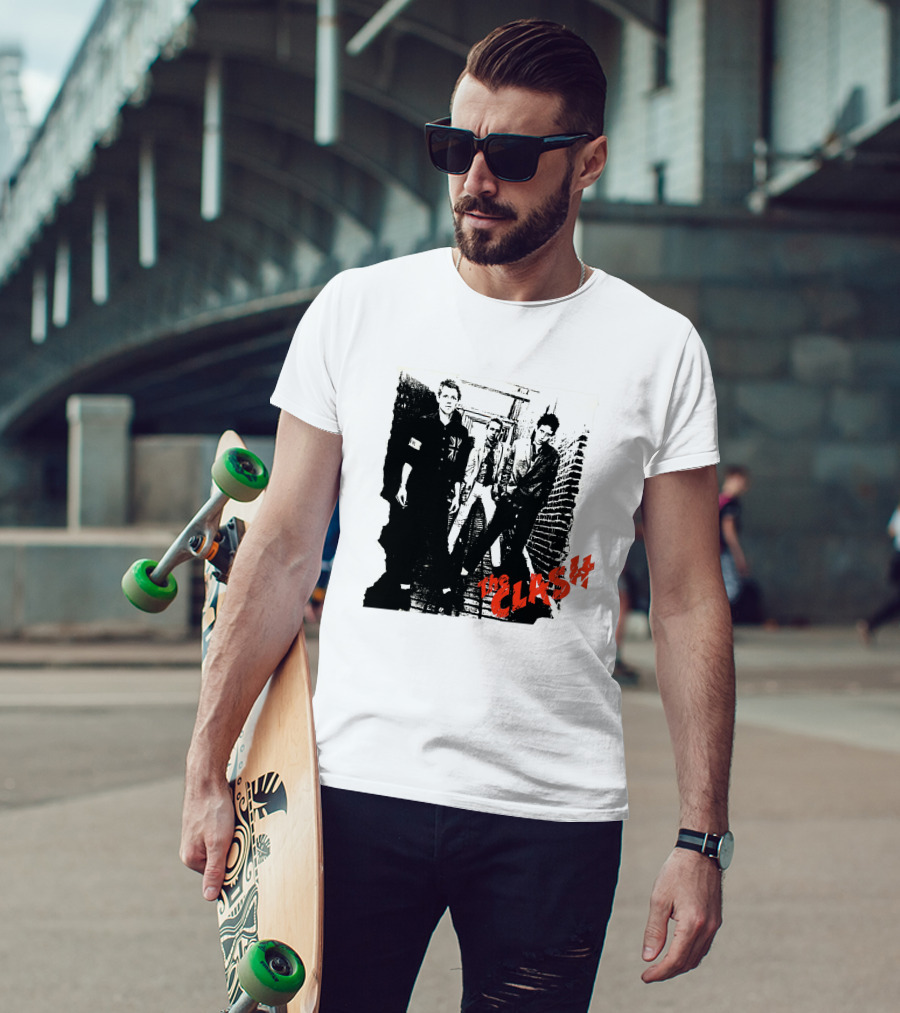 The Clash Punk Band Graphic With Union Jack Patch T-Shirt