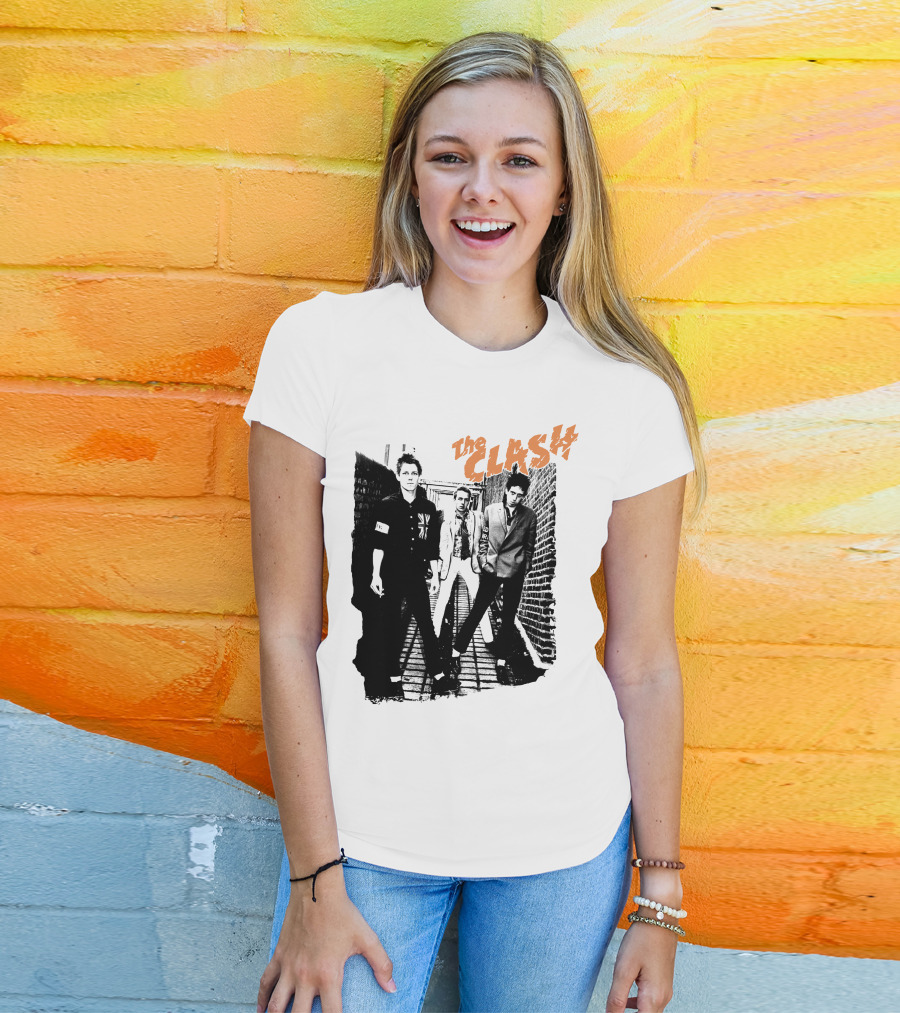 The Clash Black And White Alley Photo Band Members T-Shirt