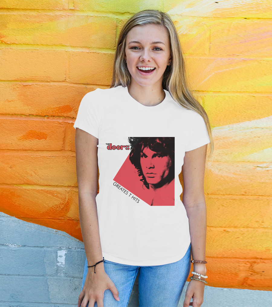The Doors Greatest Hits Jim Morrison Red And Black T-Shirt