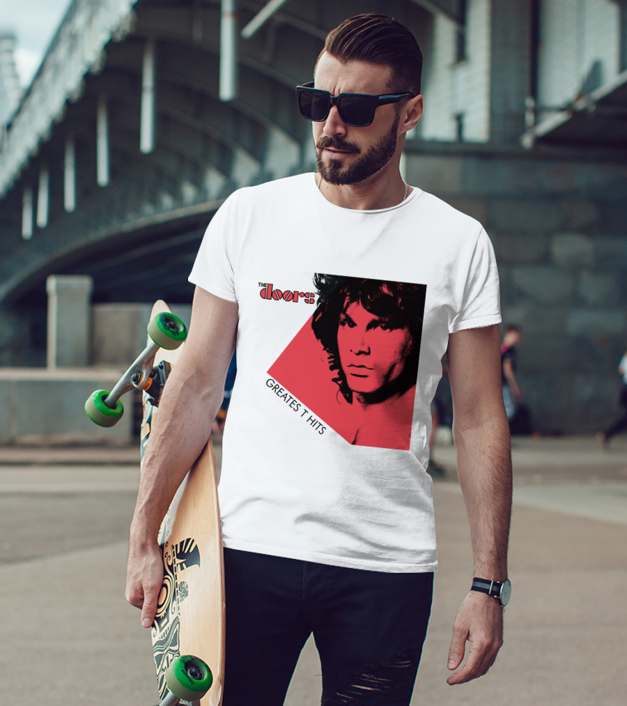 The Doors Greatest Hits Jim Morrison Red And Black T-Shirt