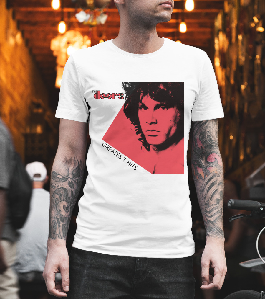 The Doors Greatest Hits Jim Morrison Red And Black T-Shirt
