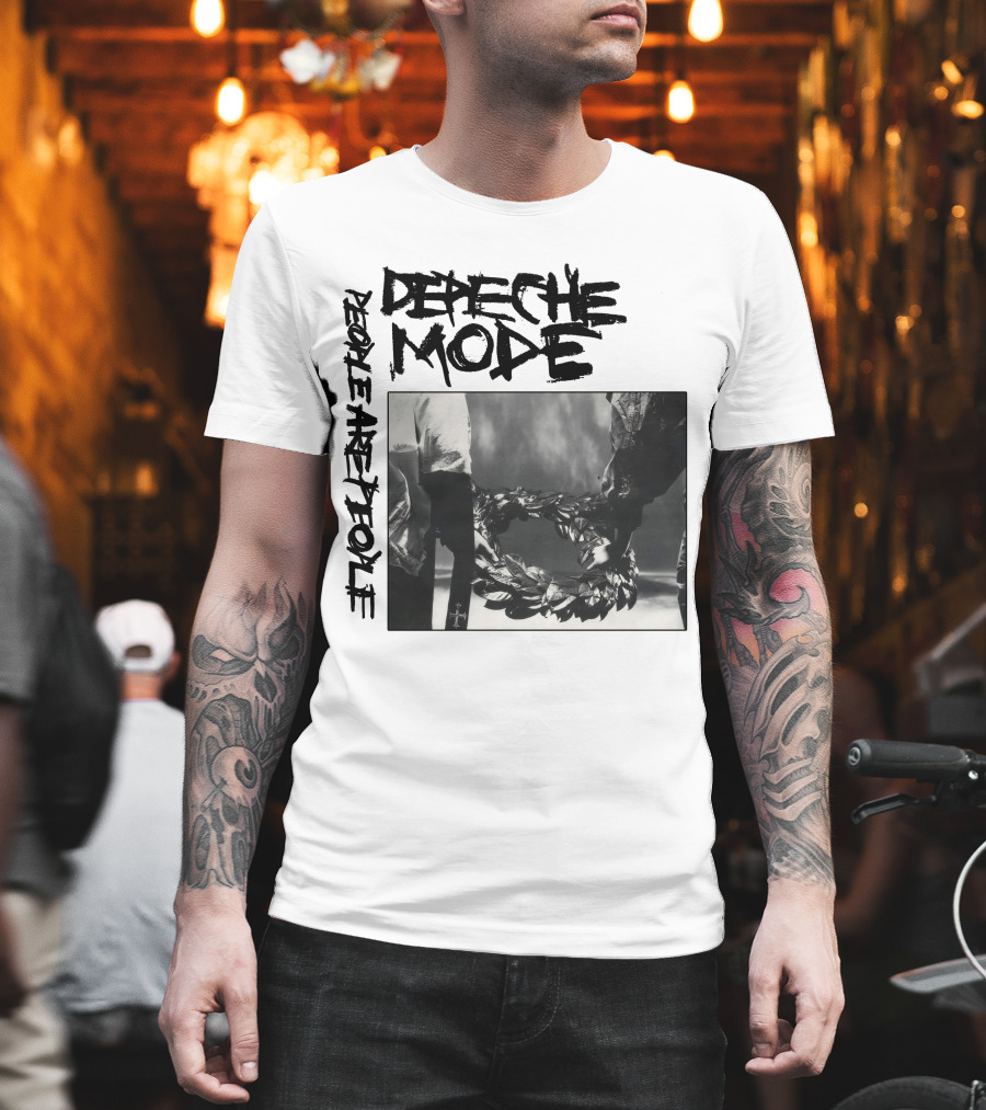 Depeche Mode People Are People Wreath Monochrome T-Shirt