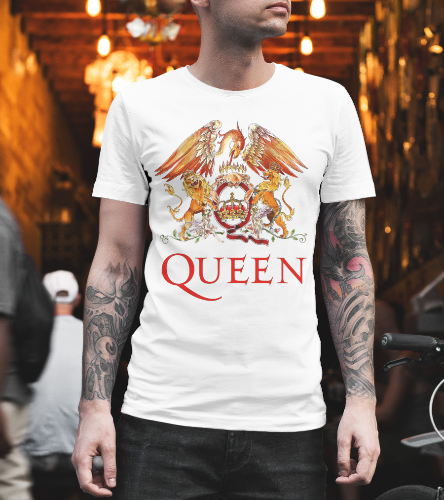 Queen Crest Logo With Two Lions And Phoenix T-Shirt