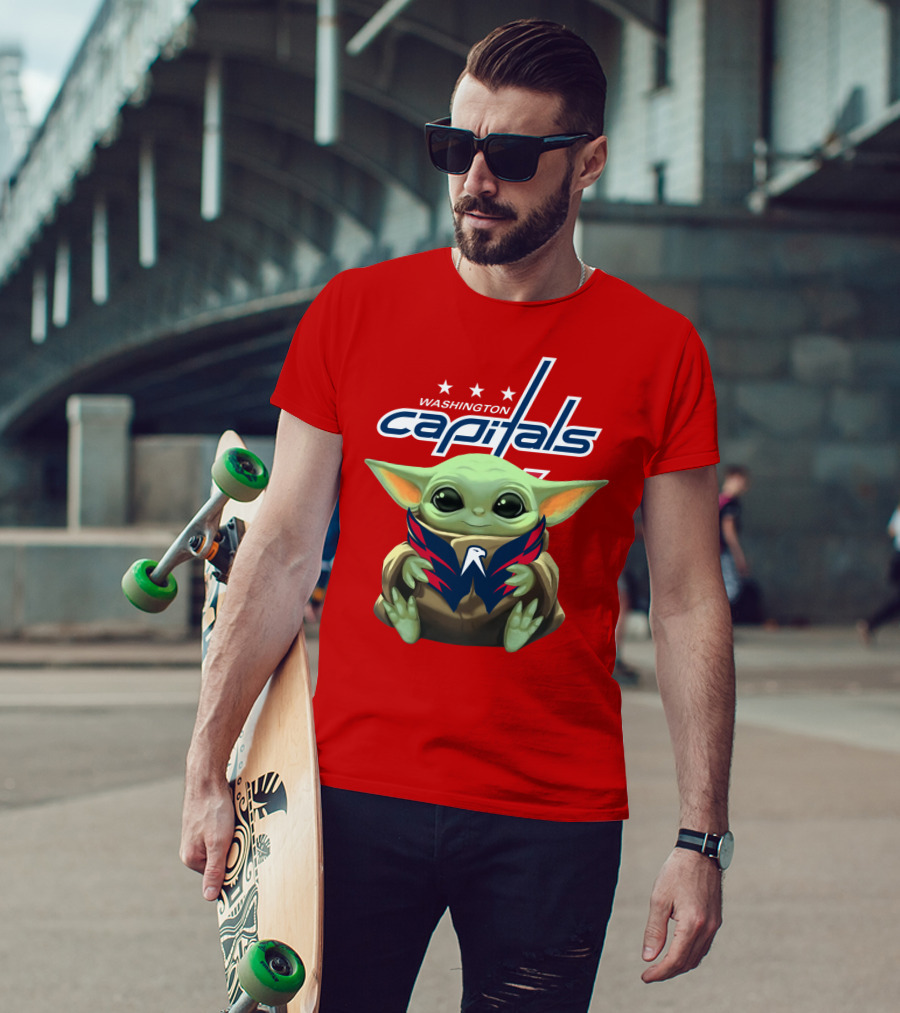 Washington Capitals Baby Yoda NHL Hockey Mandalorian Crossover T-Shirt