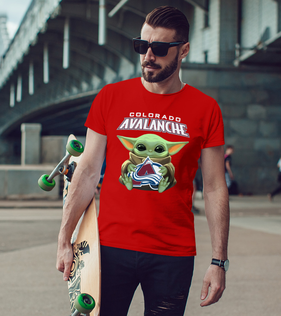 Colorado Avalanche Baby Yoda Holding T-Shirt