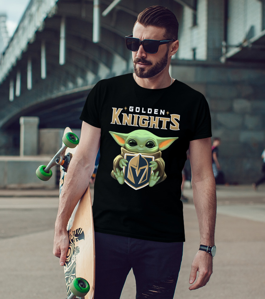 Golden Knights Baby Yoda Holding Team T-Shirt
