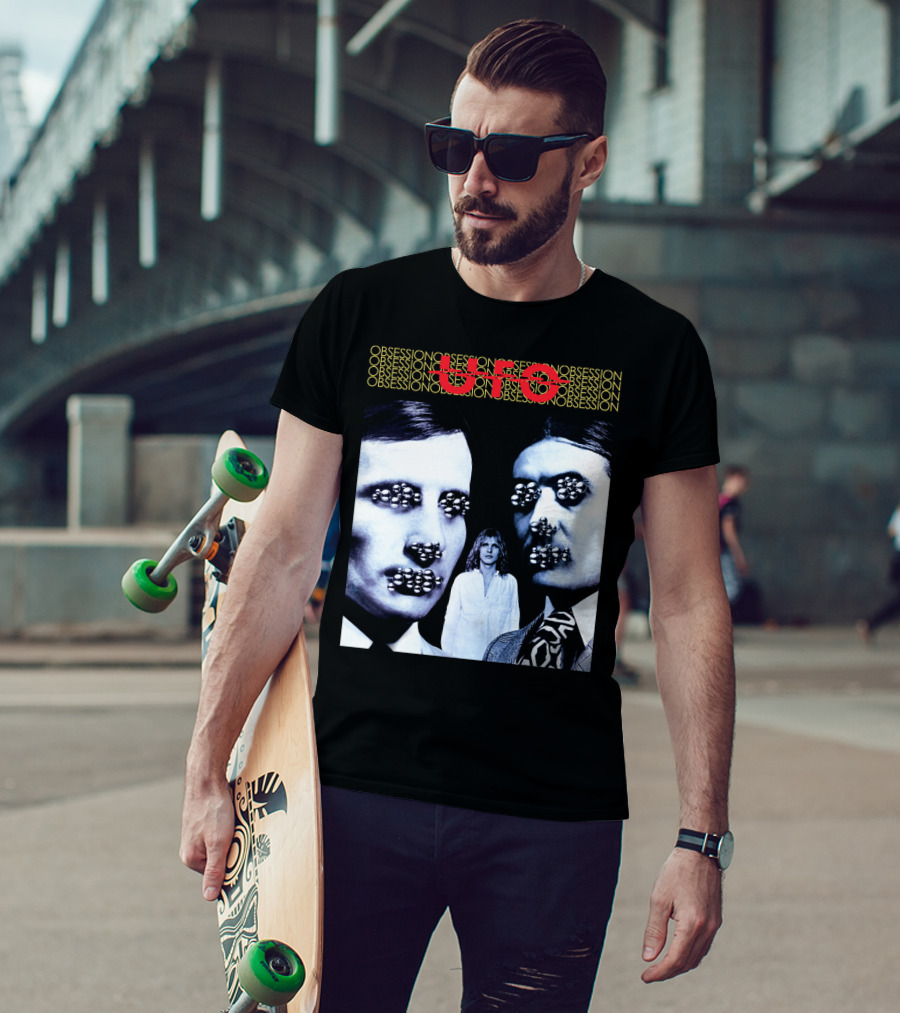 UFO Obsession Faces With Metallic Beads T-Shirt