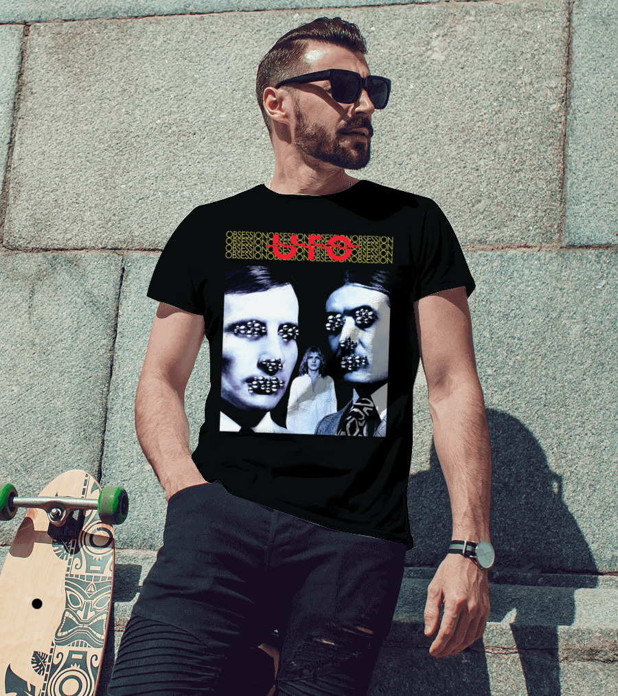 UFO Obsession Faces With Metallic Beads T-Shirt