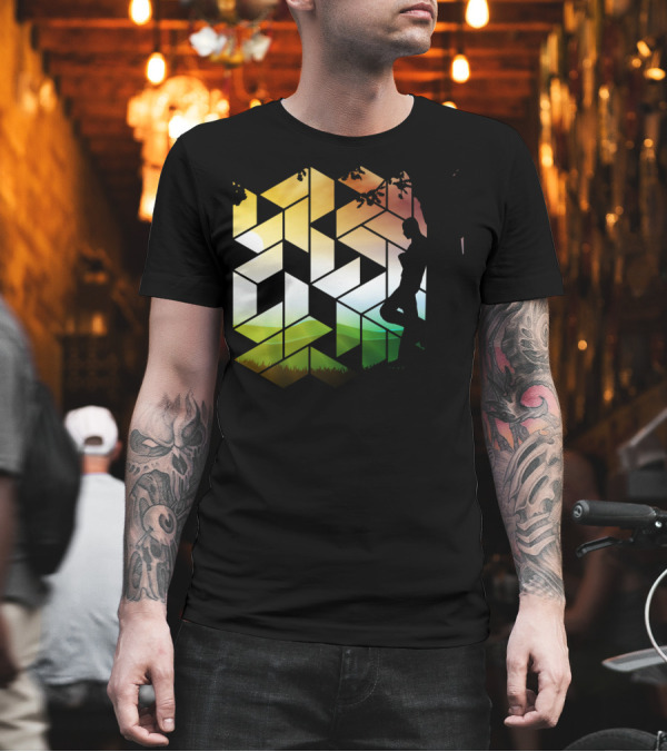 Geometric Nature Silhouette with Sunset and Trees T-Shirt Geometric Nature Silhouette with Sunset and Trees T-Shirt