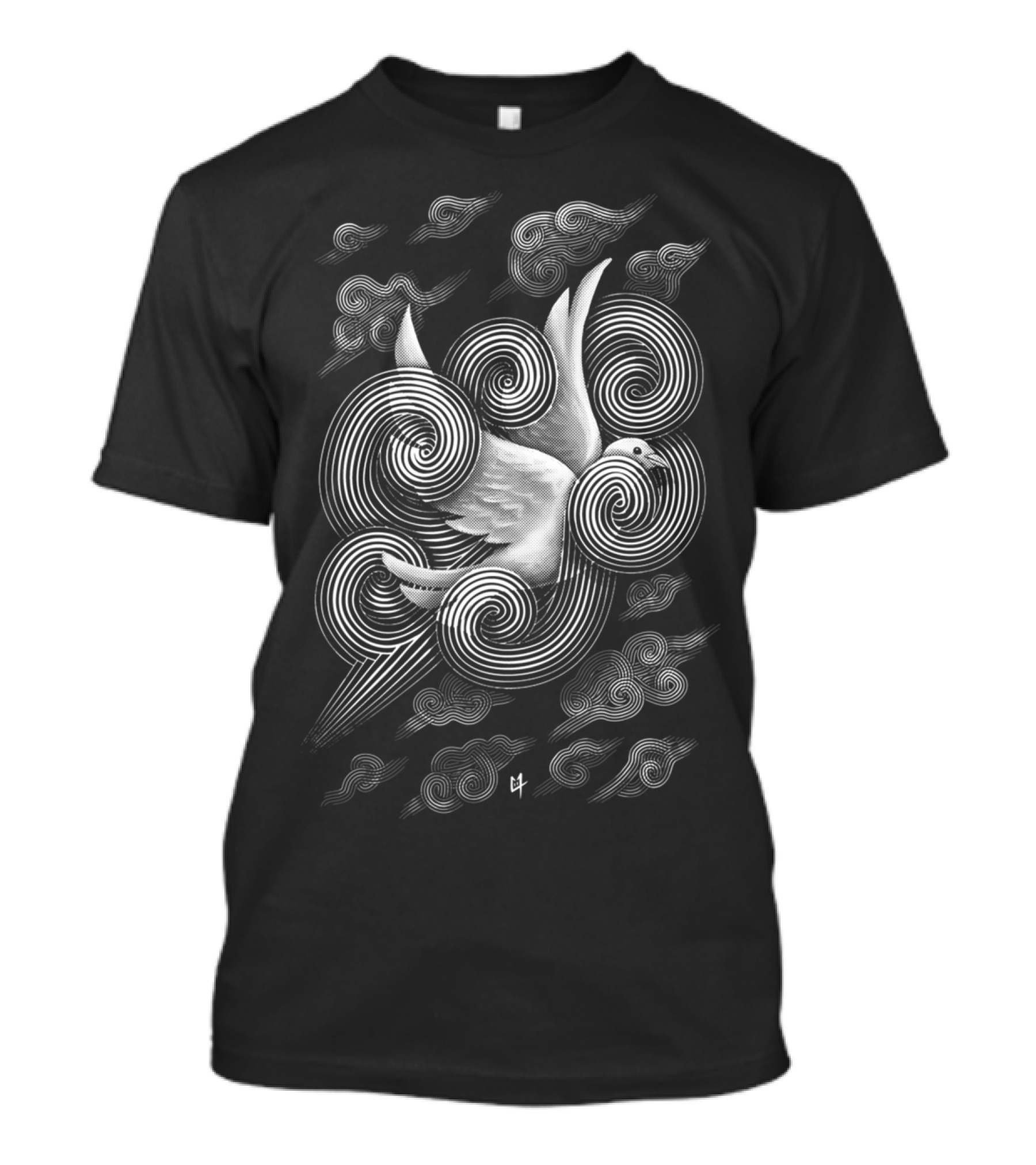 Crossing Clouds Spiral Dove Design By Ilustrata Studios T-Shirt